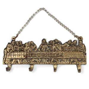 Vintage Brass The Last Supper Wall Hooks Kitchen Towel Rack Key Hanger Gold